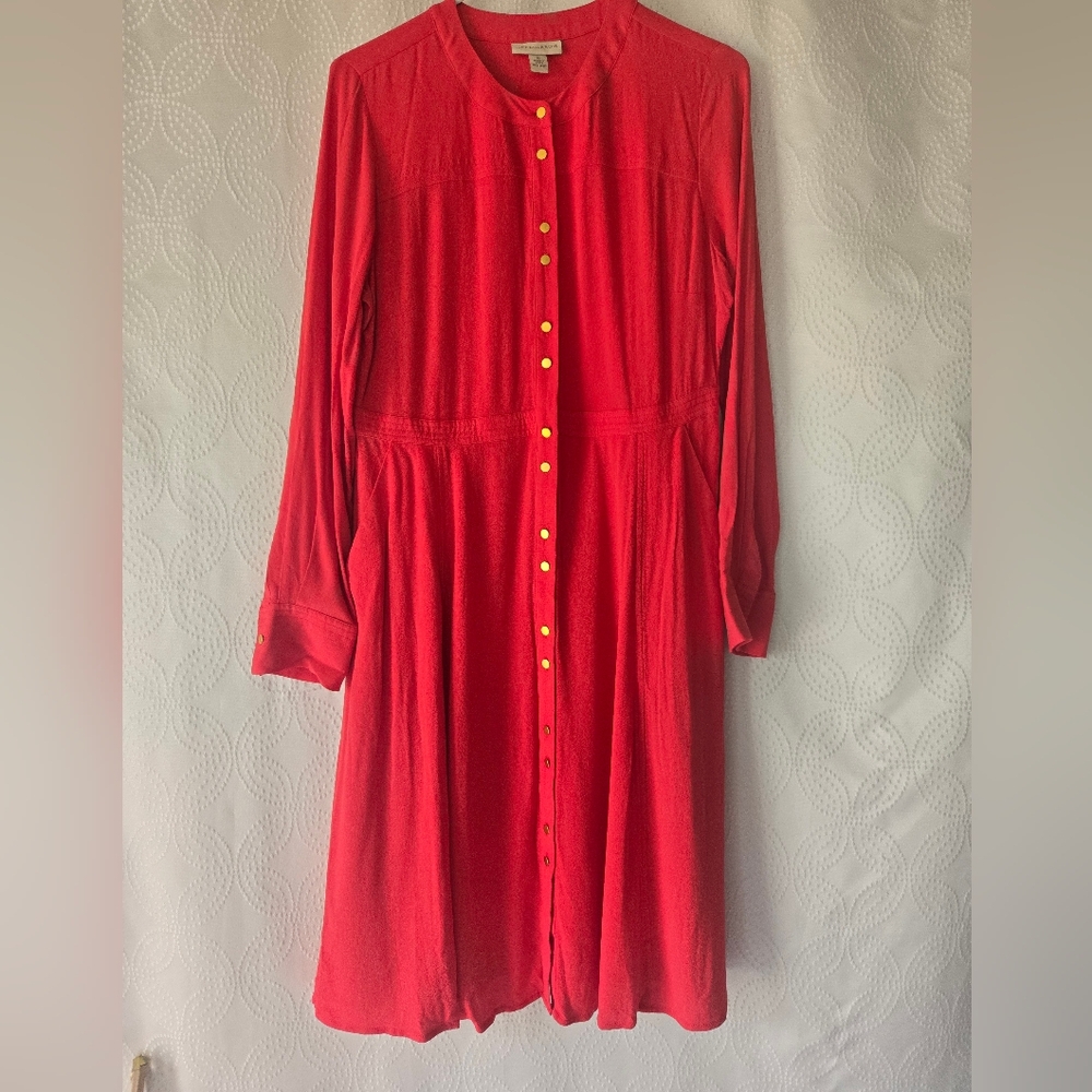 Appleseed's Vibrant Red Long Sleeve Dress